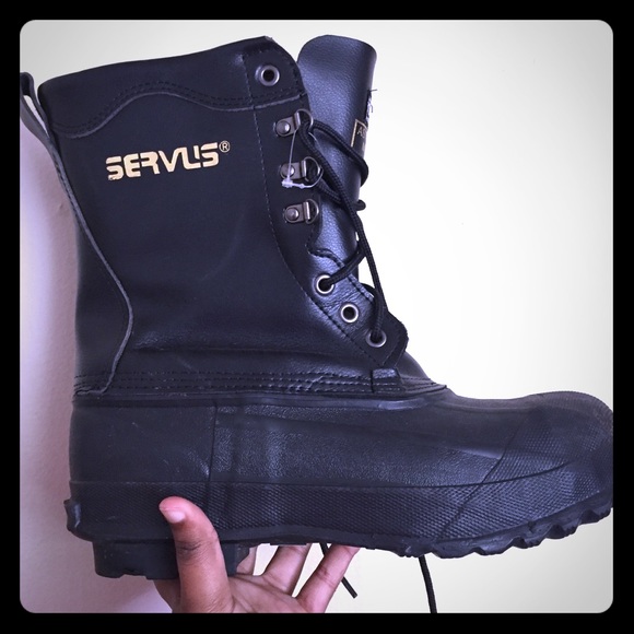 Black construction boots